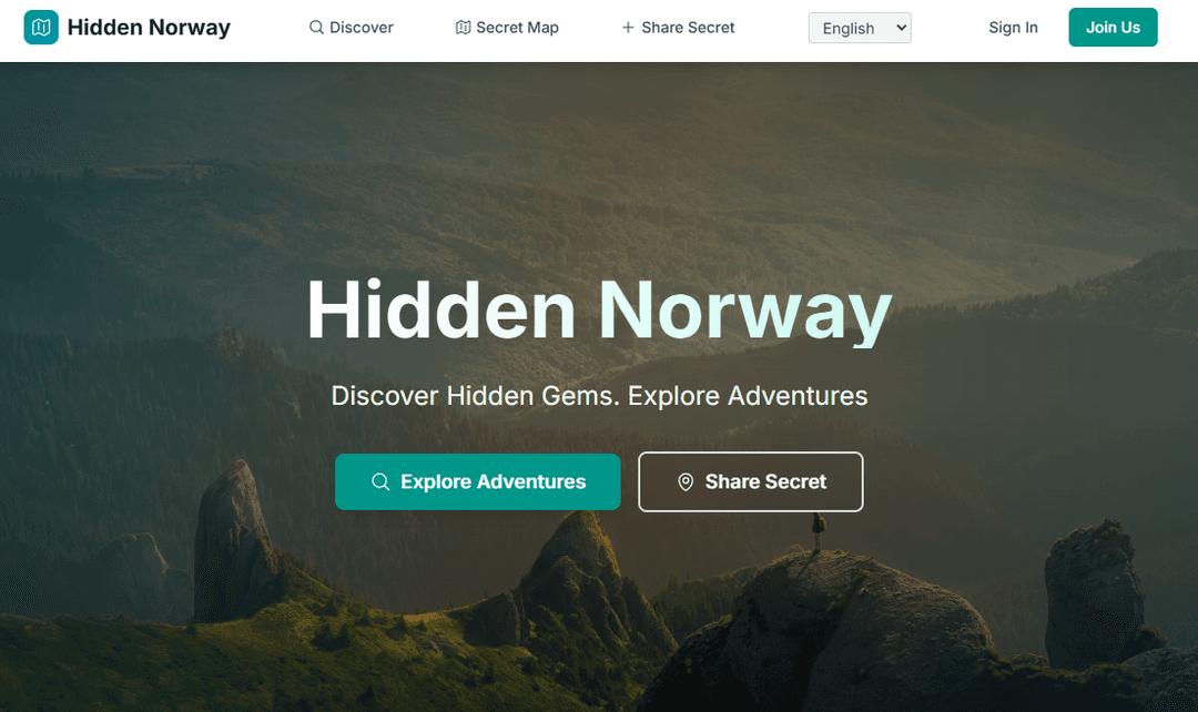 Hidden Norway website screenshot